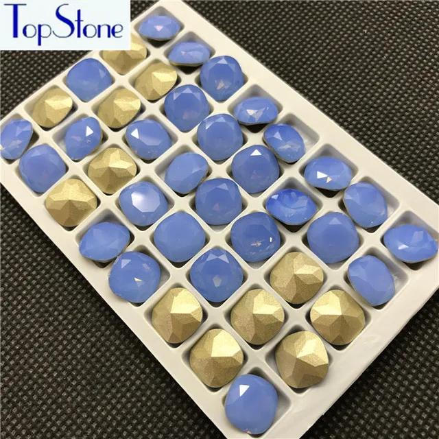 Blue Opal Topstone K9 стекло кристалл 8 мм 10 мм 12 мм Классический жир квадратный заостренные с обратной стороны Стразы высокое качество - Цвет: Blue Opal