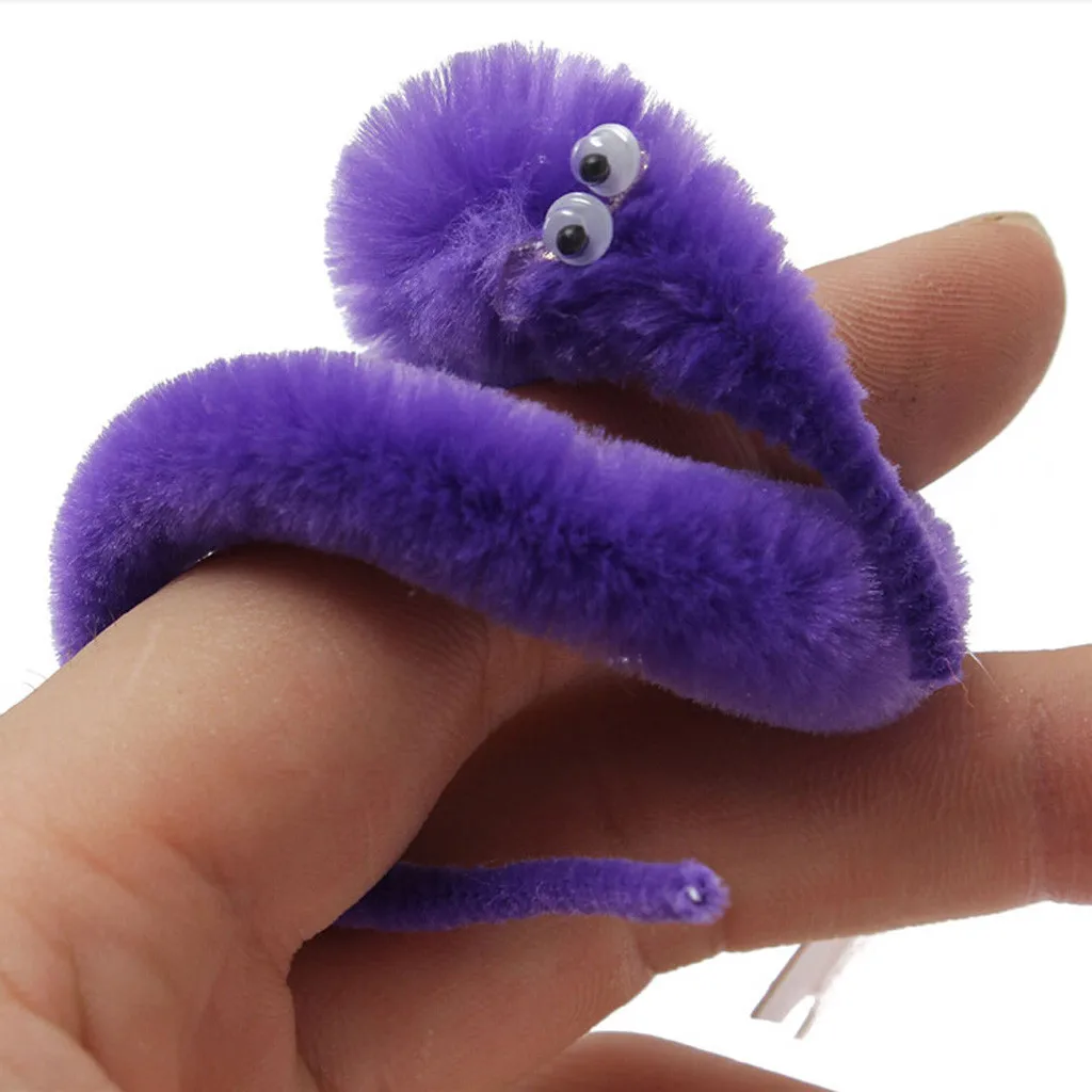 fuzzy worm toy on string