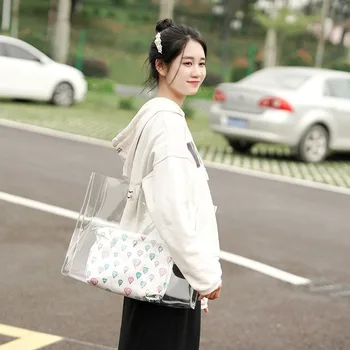 

Spring / Summer 2020 new ladies shoulder bag jelly transparent PVC large capacity shoulder messenger bag women