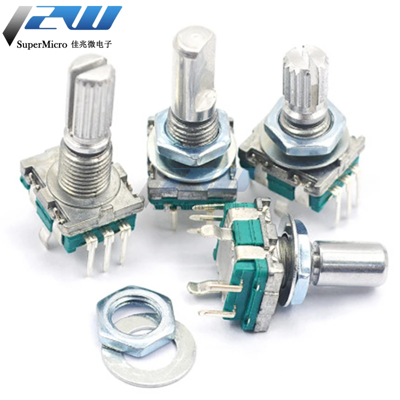 5 개/몫 20 위치 360 학위 로터리 엔코더 EC11 w 푸시 버튼 5Pin 핸들 긴 15/20MM 푸시 버튼 스위치 내장