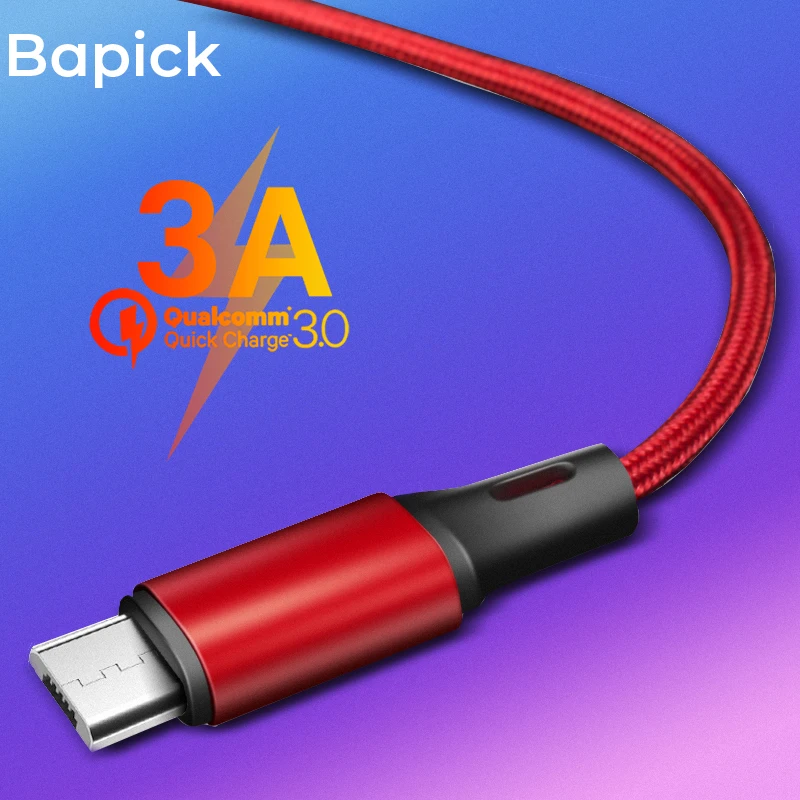 

Bapick 1M 2M 3M 0.25M 3A Phone Charger Data Micro USB Cable for Huawei Xiaomi Samsung S8 Charger Cable Android Mobile Phone Cord