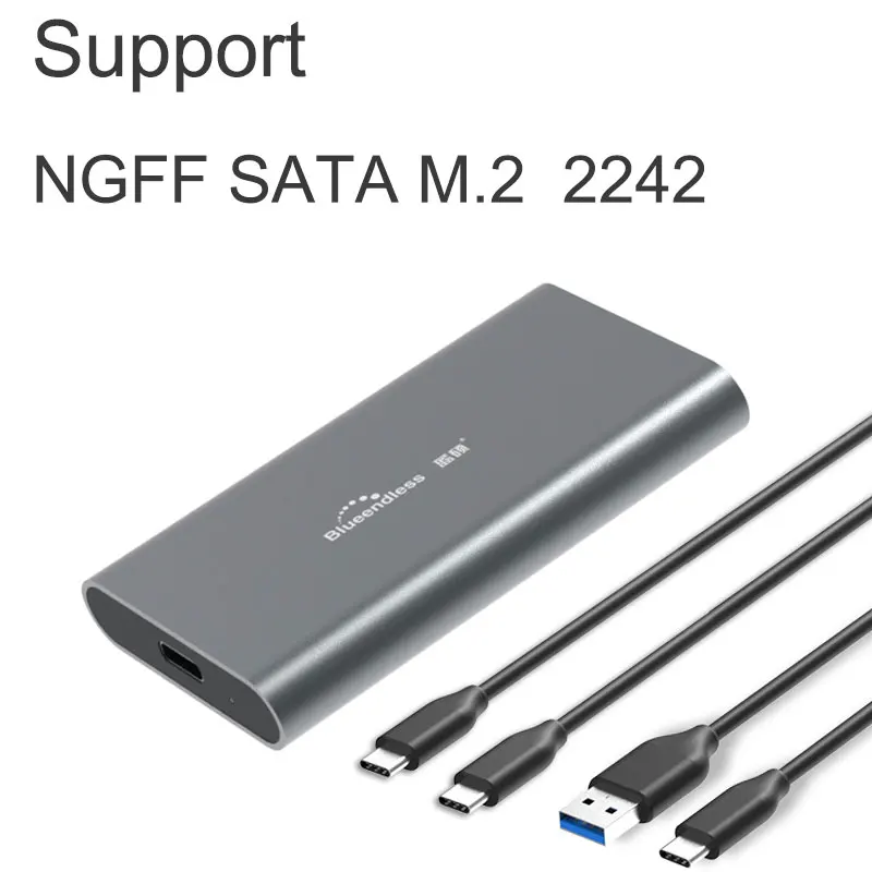 SSD Enclosure Type C to Type C Support 2242/2260/2280/msata M.2 case NGFF B key Slot SSD Aluminum Case For Solid State Disk usb external hard drive enclosure HDD Box Enclosures