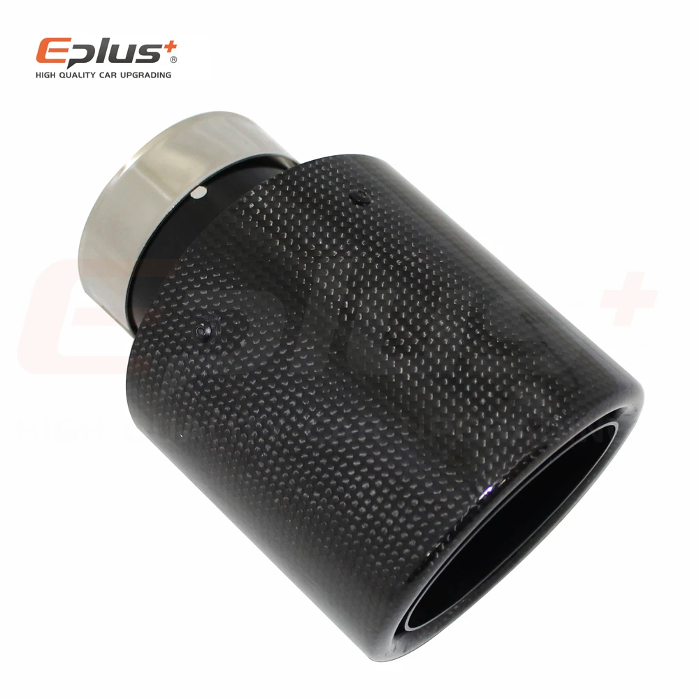 Car Glossy Carbon Fibre Exhaust System Muffler Pipe Tip Curl Universal Black Stainless Mufflers Decorations For Akrapovic