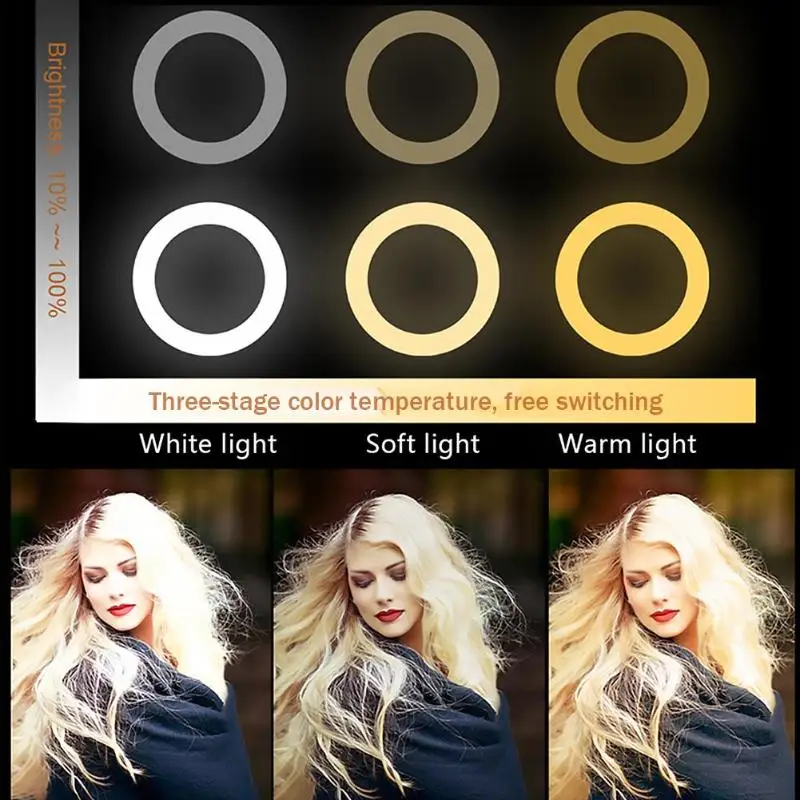 6 дюймов Dimmable светодиодный видео-телефон кольцо заполняющий свет набор Live Broadcast beauty мягкий ровный свет с фиксированными штативами селфи палка