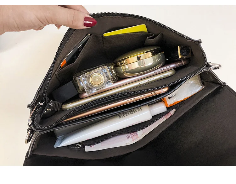 Ladies Luxury PU leather Envelope Clutch Bag Fashion Designer Women Wedding Party Shoulder Bag Simple Black Handbag Purse Silver (10)