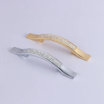 

All Metal Cabinet Handles and Pulls with Crystal Drawer/Furniture Knobs with Screws Euro Style Bundle Sale Gold Chrome