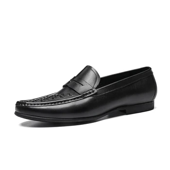 

Leather men's shoes casual leather shoes soft bottom round head wear-resistant business Korean leather shoes