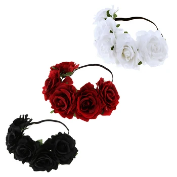 

3 Pack Handmade Boho Flower Headband Hair Wreath Floral Garland Crown Headpiece Festival Wedding