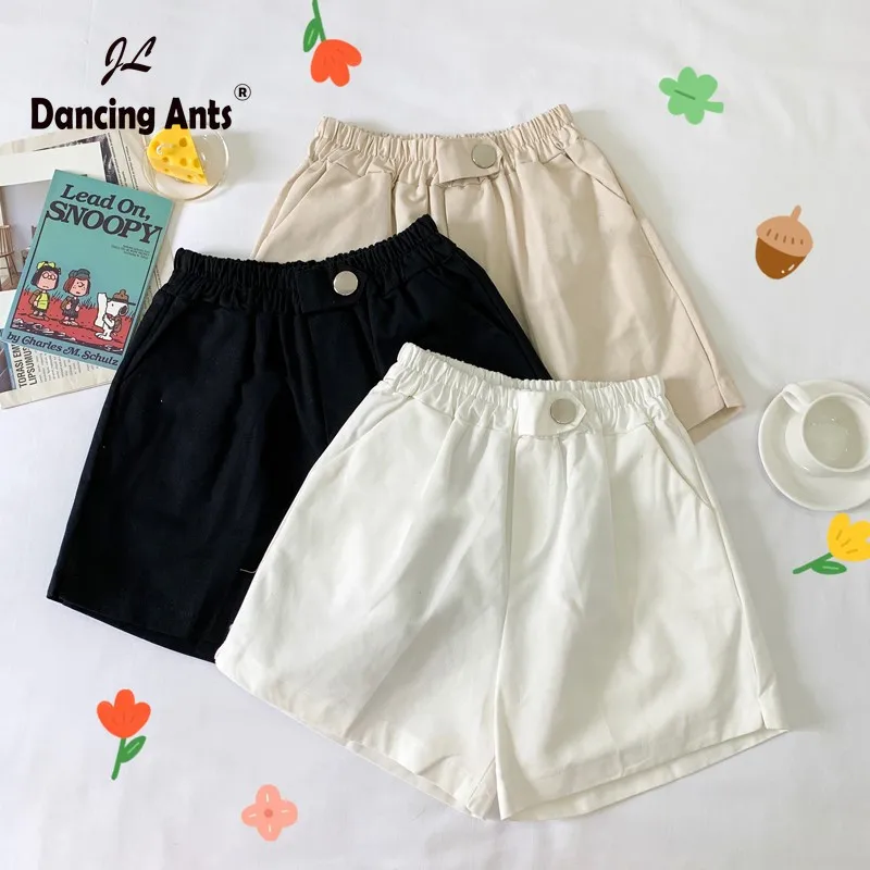 

Women Shorts Wide-leg High Waist Loose Casual Shorts 2020 Fashion Korean Style Elastic Waist Solid Pockets Female Short Trousers