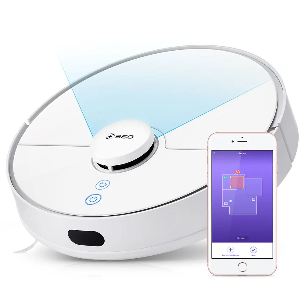 

360 S5 Robot Vacuum Cleaner 2000PA Large Suction Laser Navigation Automatic Recharging Lidar Map Intelligent Vacuum Robot Home