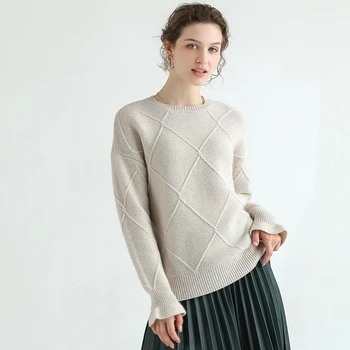 

Round neck pullover loose long-sleeved warm cashmere sweater women's sweater 2019 autumn and winter new