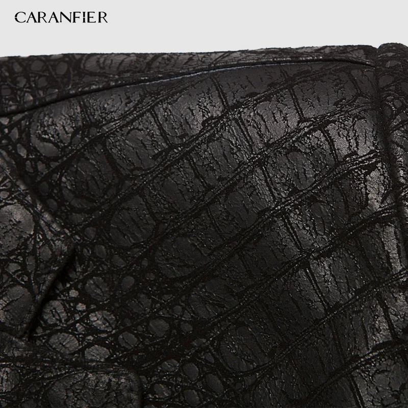 CARANFIER костюм для мужчин Slim Fit из натуральной кожи мужской однобортный костюм из овчины с передним карманом формальная кожаная куртка для мужчин