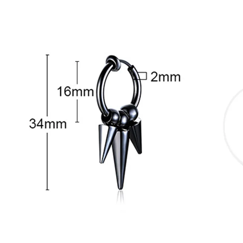 SINGLE SPIKE HUGGIE HOOPS EARRINGS FOR MEN STAINLESS STEEL STREETSTYLE STREETWEAR COOL HIPSTER MAN SPIKEY HOOP JEWELRY - Image 4