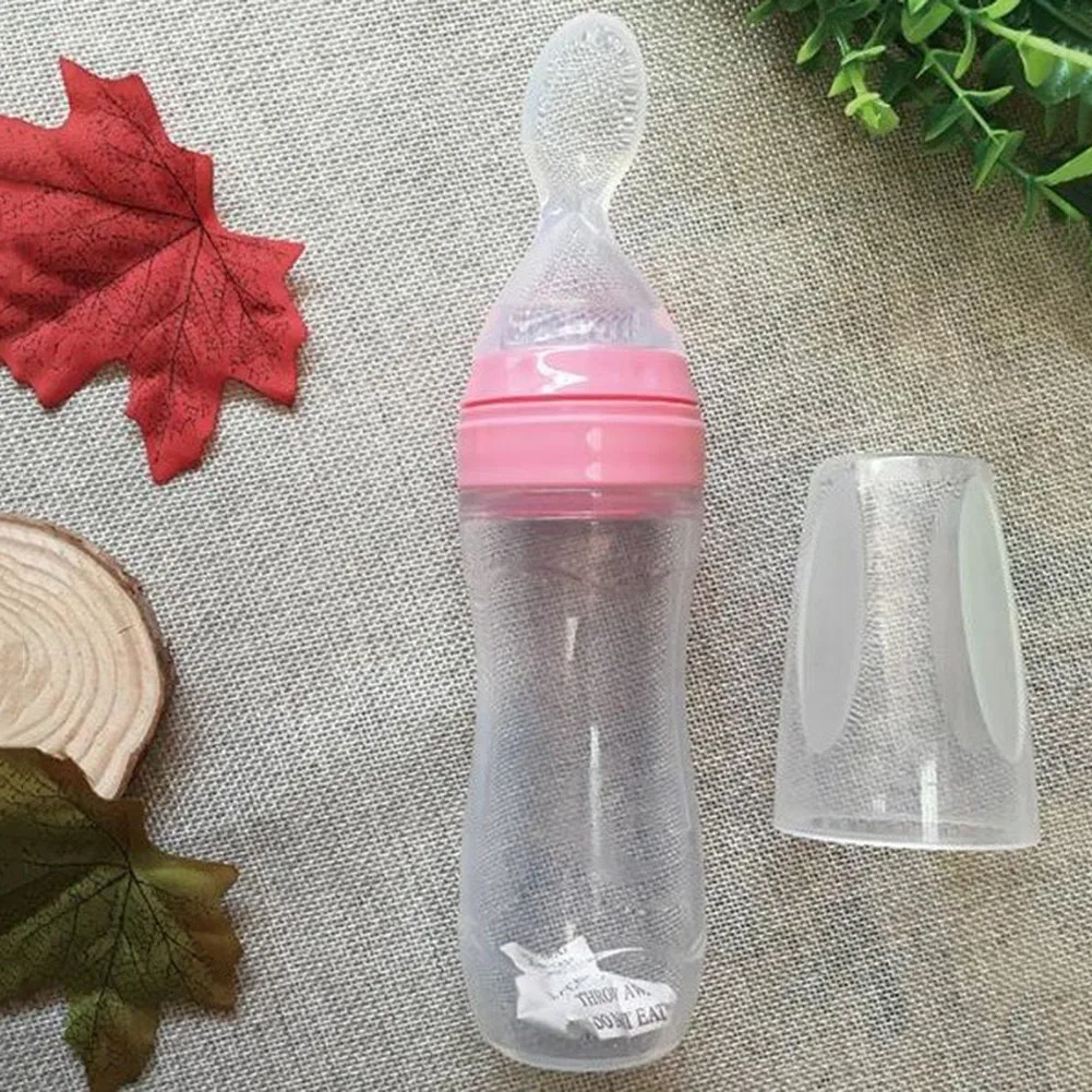 120ml Newborn Baby Bottle Leak-proof Food Dispensing Spoon Juice Cereal Feeding Bottle Spoon Food Supplement Rice Cereal Bottles