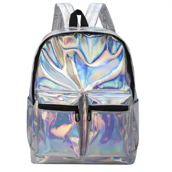 

Girls Shoulder School Backpack Women's Laser Hologram PVC Backpacks Female Small Leather Holographic Travel Bag Mochila Feminina