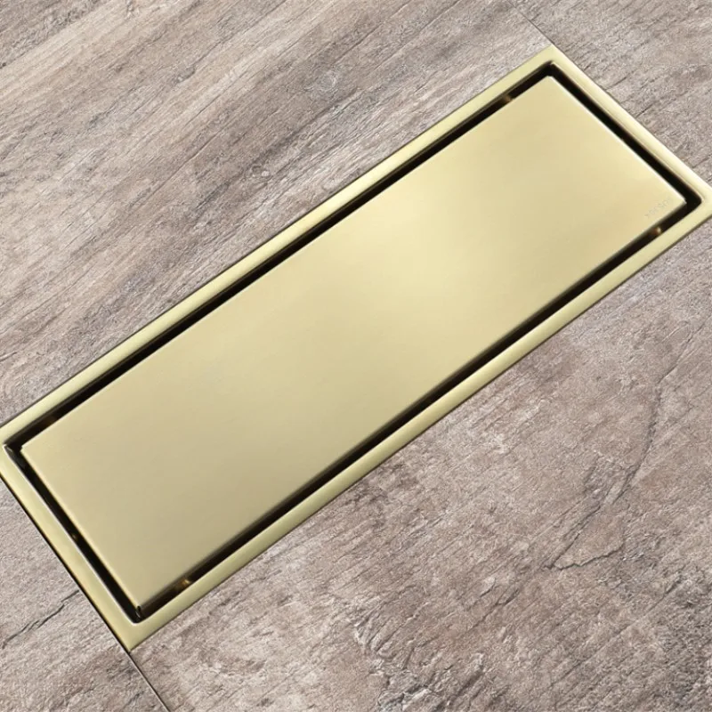 

Brushed Gold 304 Stainless Steel Bath Strainer Floor Drain Shower Drain Siphon Anti-Odor Bathroom Toilet Kitchen Balcony 110*300