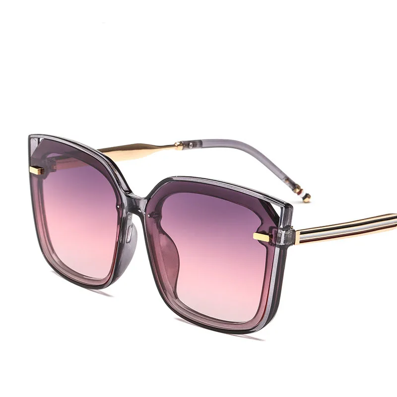 Женские и мужские солнцезащитные очки с заклепками в винтажном стиле, большие тени для вождения - Цвет линз: C5 Gray.Purple