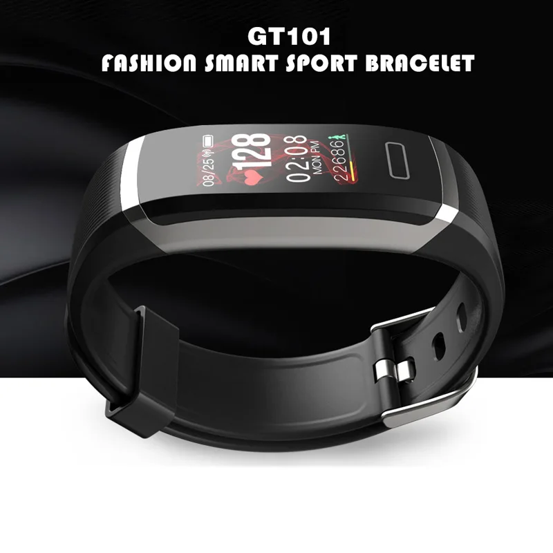 Hot new GT101 color screen smart bracelet heart rate sports bracelet sleep monitoring step waterproof