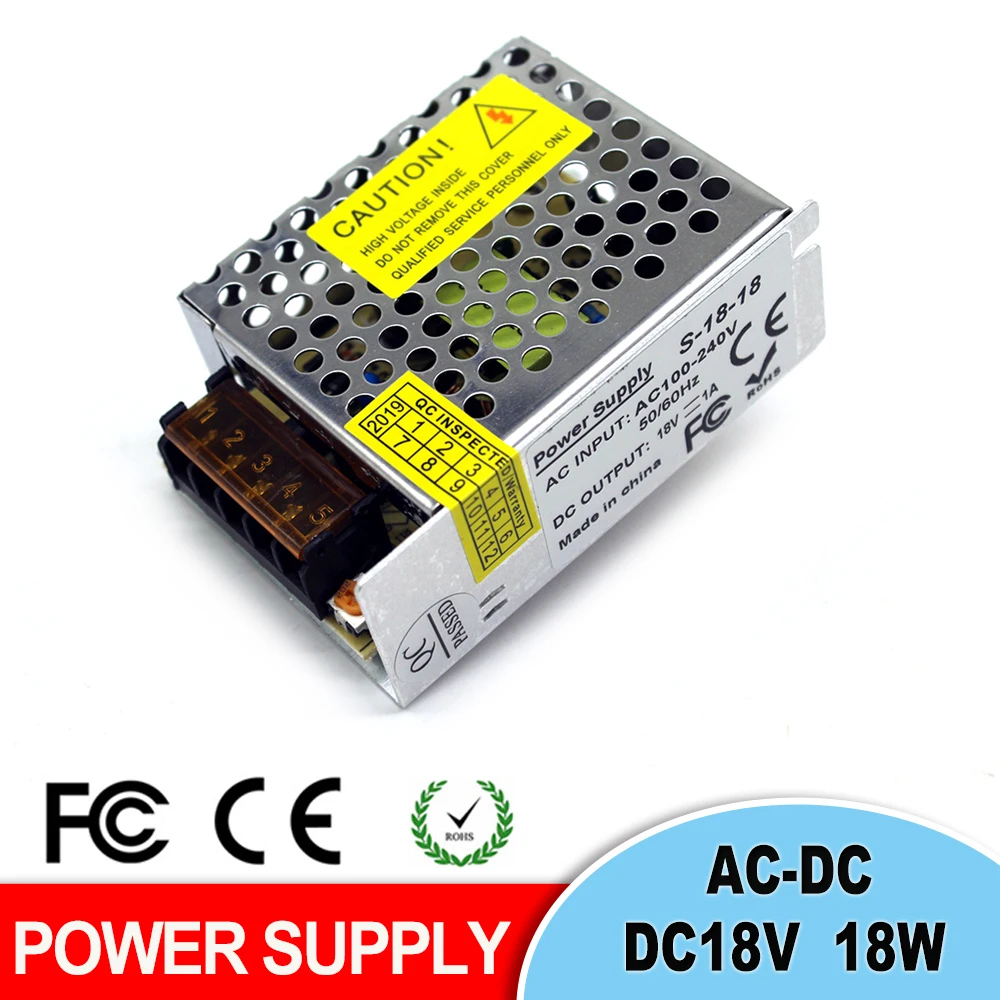 Блок питания DC18V 1A 18 W Драйвер конвертер адаптер трансформаторы 100-240 V AC в SMPS для