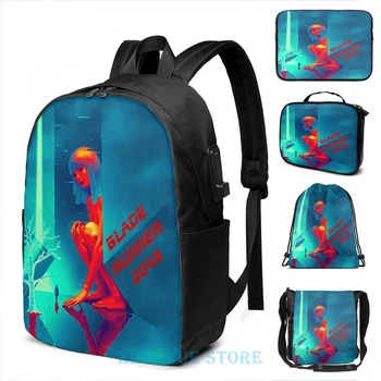 

Funny Graphic print Blade Runner 2049 USB Charge Backpack men School bags Women bag Travel laptop bag