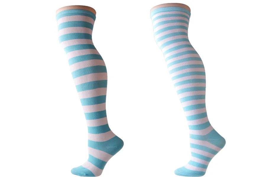 Новинка; длинные полосатые носки выше колена с рисунком для женщин и девочек; милые теплые носки для косплея аниме;