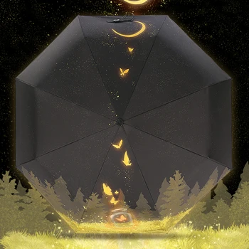 

Elegant Travel Folding Umbrella Rain Women Sun Umbrellas Women's Black Coating Parasol Female Anti UV gifts Umbrellas Parapluie