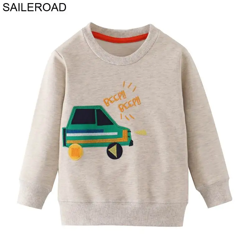 9018 same picture SAILEROAD Экскаватор Автомобиль Толстовки для мальчика Одежда Осень Детские Толстовки Хлопок Модная детская Одежда Детские Толстовки - Цвет: 9018 same picture