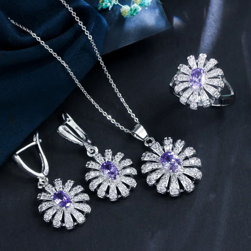 ThreeGraces Green Emerald Cubic Zirconia Stone Flower Necklace Earring and Ring Set 925 Sterling Silver Jewelry for Women JS500 ThreeGraces Green Emerald Cubic Zirconia Stone Flower Necklace Earring and Ring Set 925 Sterling Silver Jewelry for Women JS500