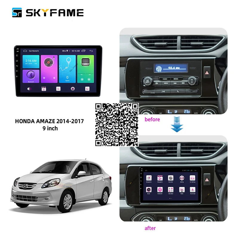 For Honda Amaze 2014 2017 Car Radio 