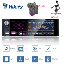 Hikity 1 Din 4," MP5 плеер Bluetooth Автомобильный логотип изменение USB MP5 RDS стерео AM FM радио Поддержка рулевого колеса управление микрофоном