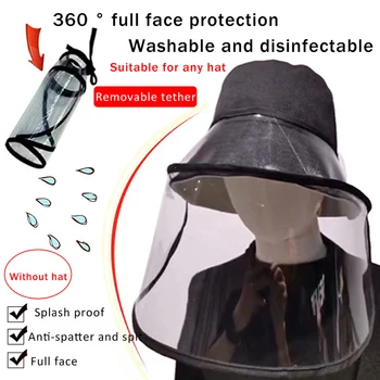 

Anti Dust 2.5 Portable Facial Protection Cover Mask Splash Proof Hats Transparent Plastic protective Folding Full Face Cap