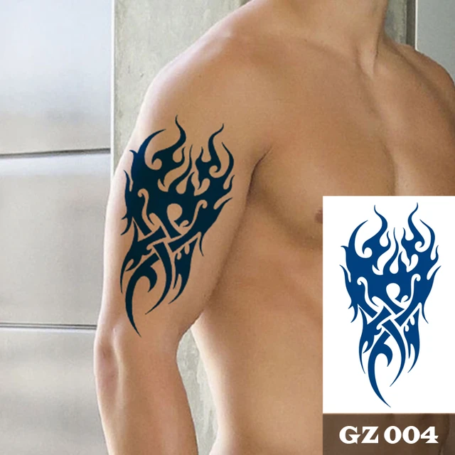1pcs Men's Fire Ink Tattoos Body Art Totem Waterproof Temporary Tattoo  Sticker For Men Women - Temporary Tattoos - AliExpress