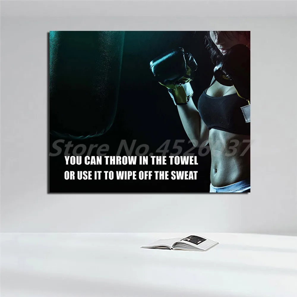 Плакат для тренировки мотивационное искусство сексуальная женщина боксерский