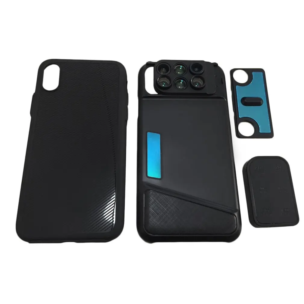 

6 in1 Dual Camera Lens Portable Fisheye Wide 120 degreesAngle Macro Lens Telescope Lens For iPhone X Convenient to Carry