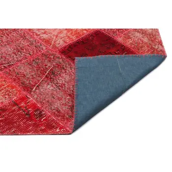 

Handmade Red Vintage Overdyed Patchwork Area Rug 160x230 Cm-5'3''X7'7''