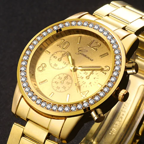 Женские классические часы Reloj Mujer роскошные женские Geneva с полностью стальным