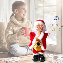 Санта-Клаус игрушка дуя саксофон игра гитара барабан музыка кукла игрушка для детей рождественские подарки украшение дома
