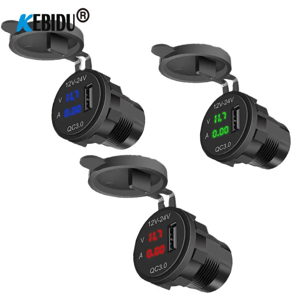 QC 3 0 USB розетка для быстрой зарядки телефона адаптер Цифровой Вольтметр дисплей