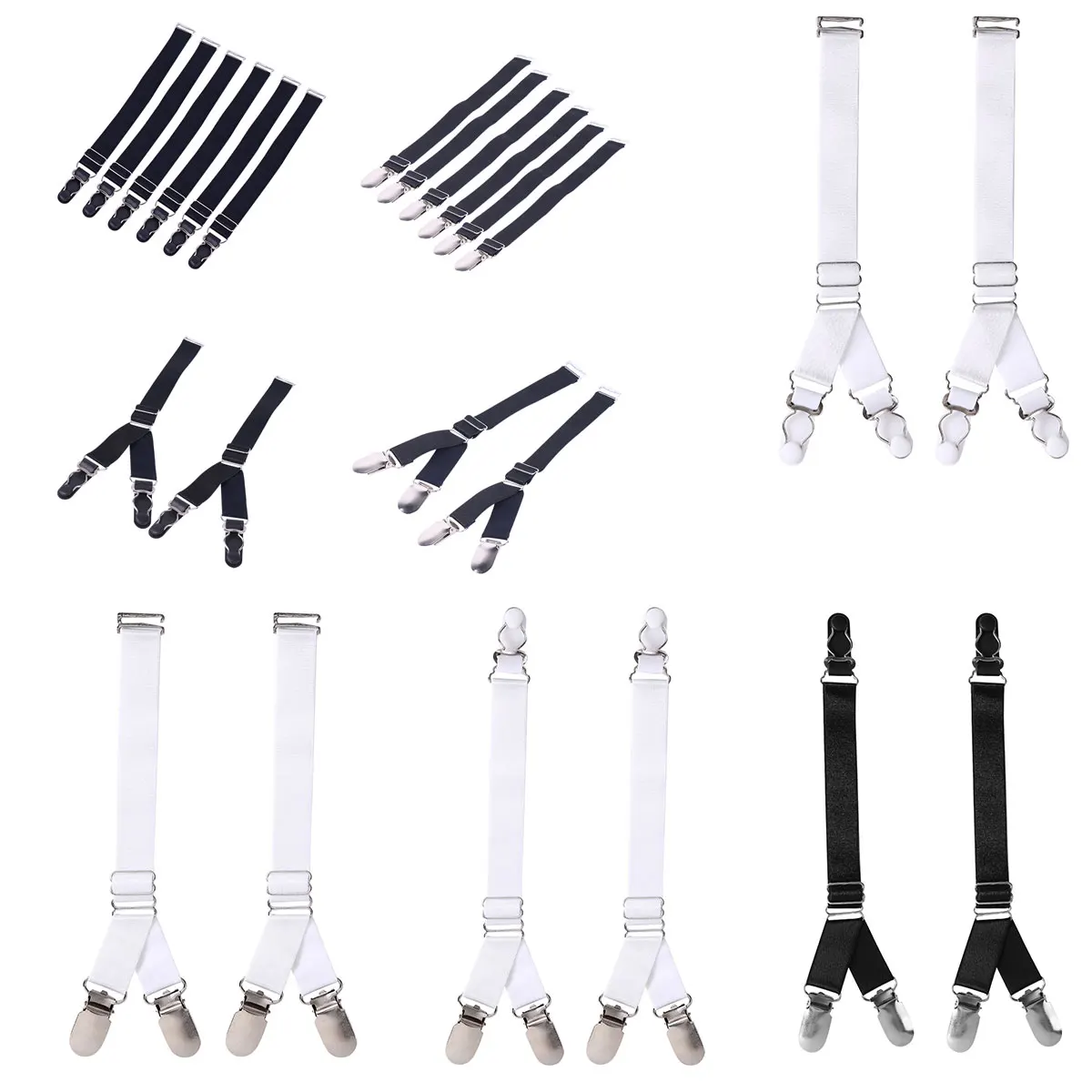 8 Styles Garment Hooks Suspenders Belt with Leather Polyester Elastic