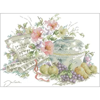 

Music and flowers patterns Counted Cross Stitch 11CT 14CT 18CT DIYChinese Cross Stitch Kit Embroidery Needlework Sets home decor