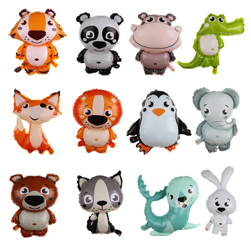 12 Pieces Cartoon Animal Balloons Tiger Bear Penguin Fox Elephant Children's Inflatable Toys Birthday Party Decorations | Дом и сад