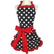 Delantales de cocina Retro encantador con 2 bolsillos delantales ajustables de algodón Polka Dot cocina salón Vintage delantal vestido para mujer Niña