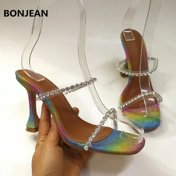 

BONJEAN 2020 Woman Slides Bling Sequined Women Shoes Brand Designer Women Slipper Summer Beach Crystal Star Sandalias Mujer