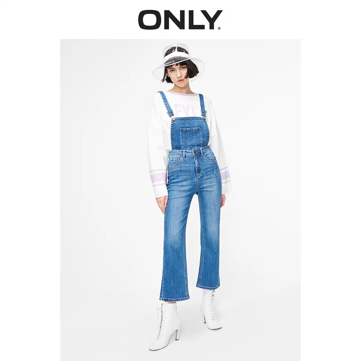 womens cropped denim overalls