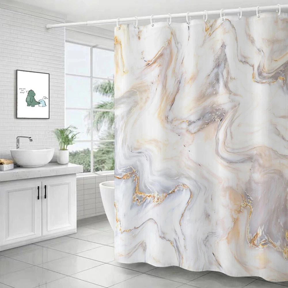 Marble Ripple shower curtains Abstract Striped Waterproof Bath Curtains for Bathroom home Decor modern Luxury bathroom curtain | Дом и сад