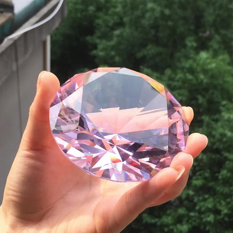 20mm Amber Crystal Diamond Shape Paperweight Gem Display Ornament 2pcs 