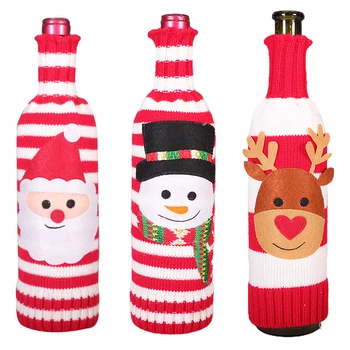 

Christmas Wine Bottle Sets Cover Candy Gift Package Beer Cover Cap Clothes Kitchen Decor For New Year Dinner Party Accessories