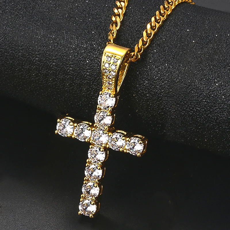 Crystal Zircon Copper Religious Cross 