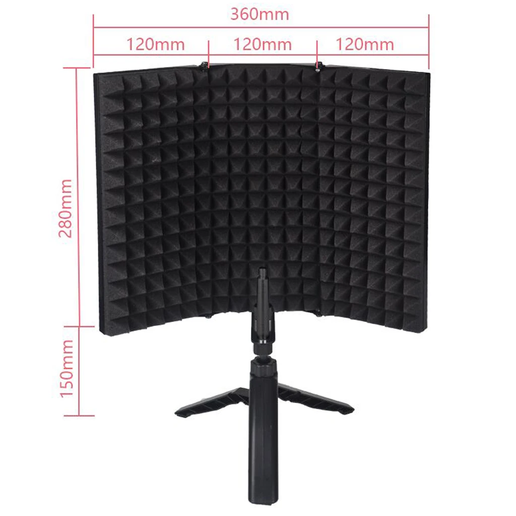 

Foldable Adjustable Absorbing Vocal Recording Panel, Acoustic Isolation Microphone Shield with Tripod Stand