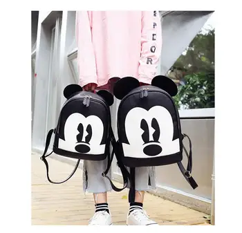 

Disney men women Leisure pu bag shoulder Mickey mouse lady outdoor cartoon backpack travel bags lovely gift bag
